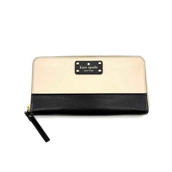 Kate Spade Neda Wellesley Two Tone Pebble/Black Zip Wallet WLRU2547 - Picture 1 of 16